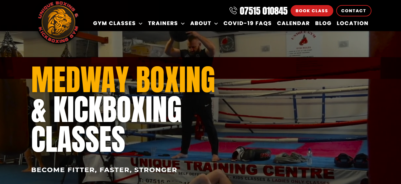 uniquw gym client website example